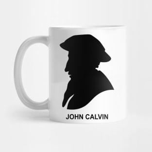 Silhouette of Christian reformer and theologian John Calvin Mug